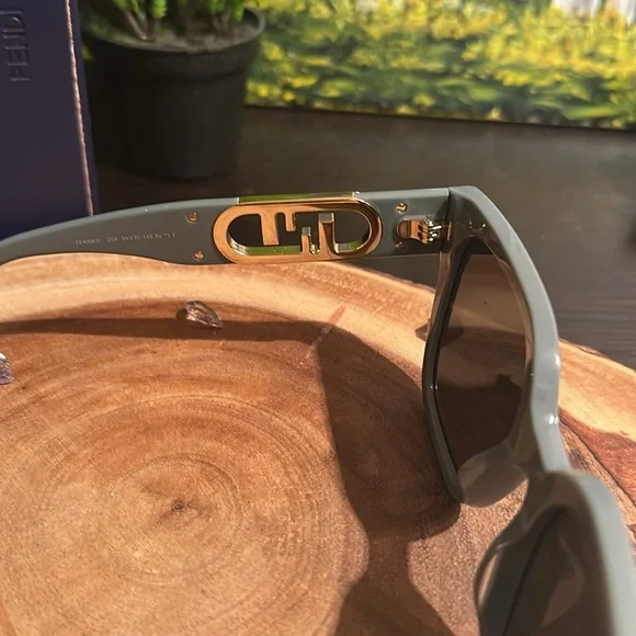 Fendi grayish green 
Sunglasses with Gold Accents - Picture 8 of 9